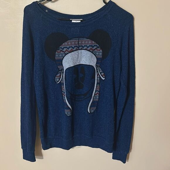 Disney Parks Mickey Mouse Pullover Knit Sweater Womens small Blue Crew Neck - Picture 1 of 5
